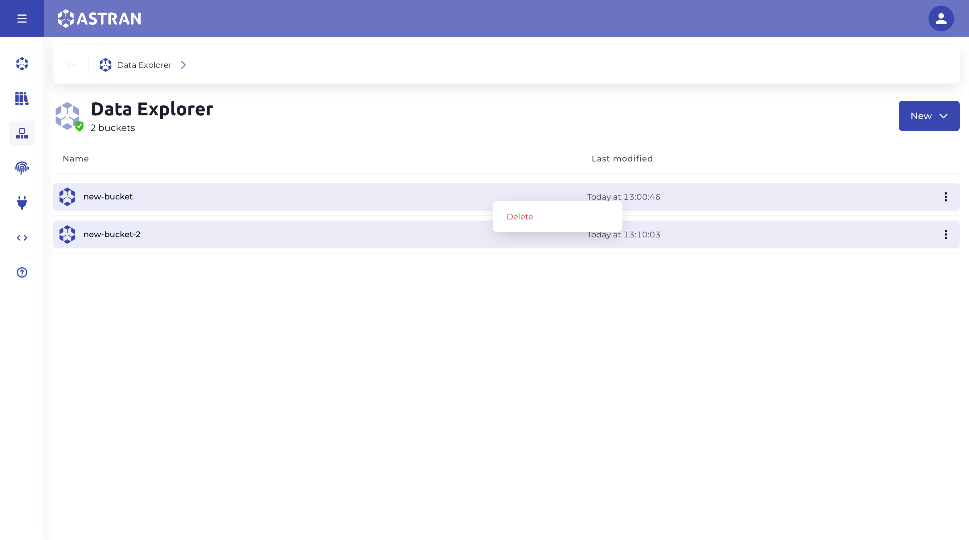 Delete multiple buckets using the contextual menu