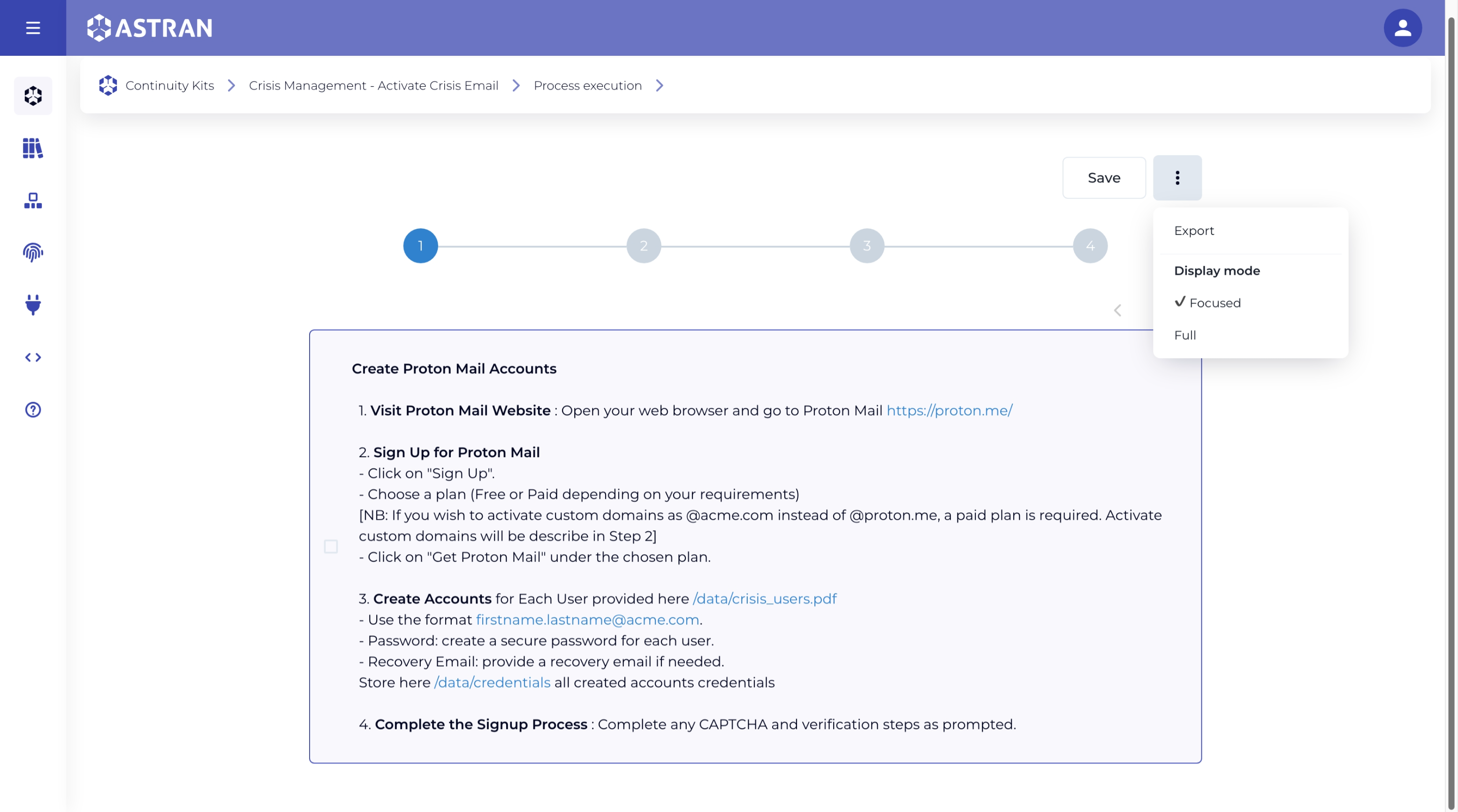 Checklist execution dropdown to toggle mode