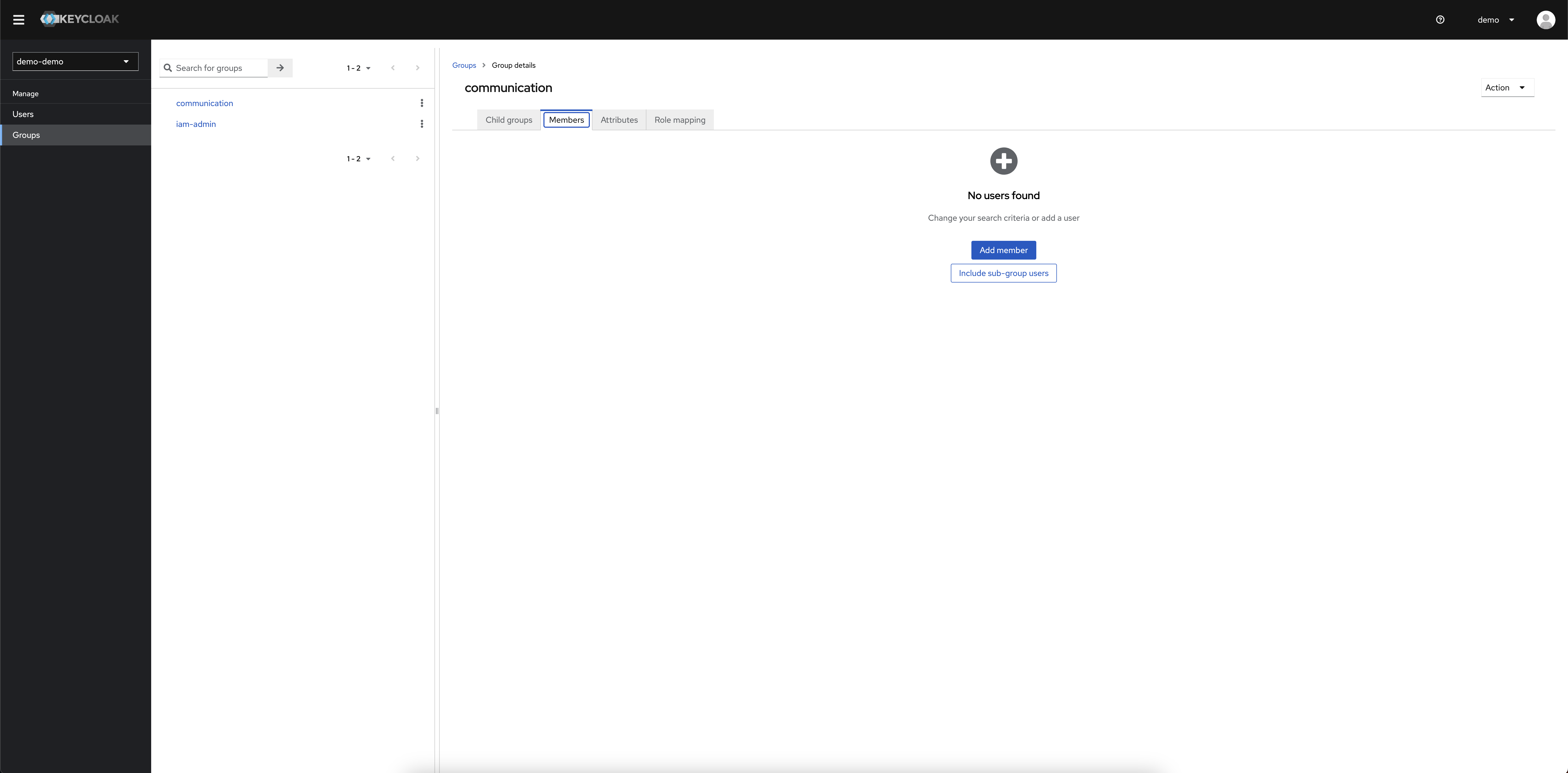 Keycloak group members