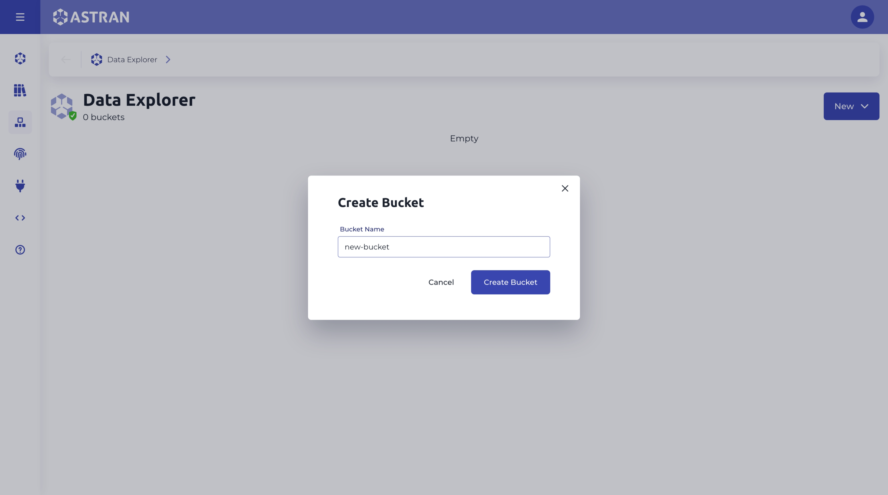 Create bucket modal