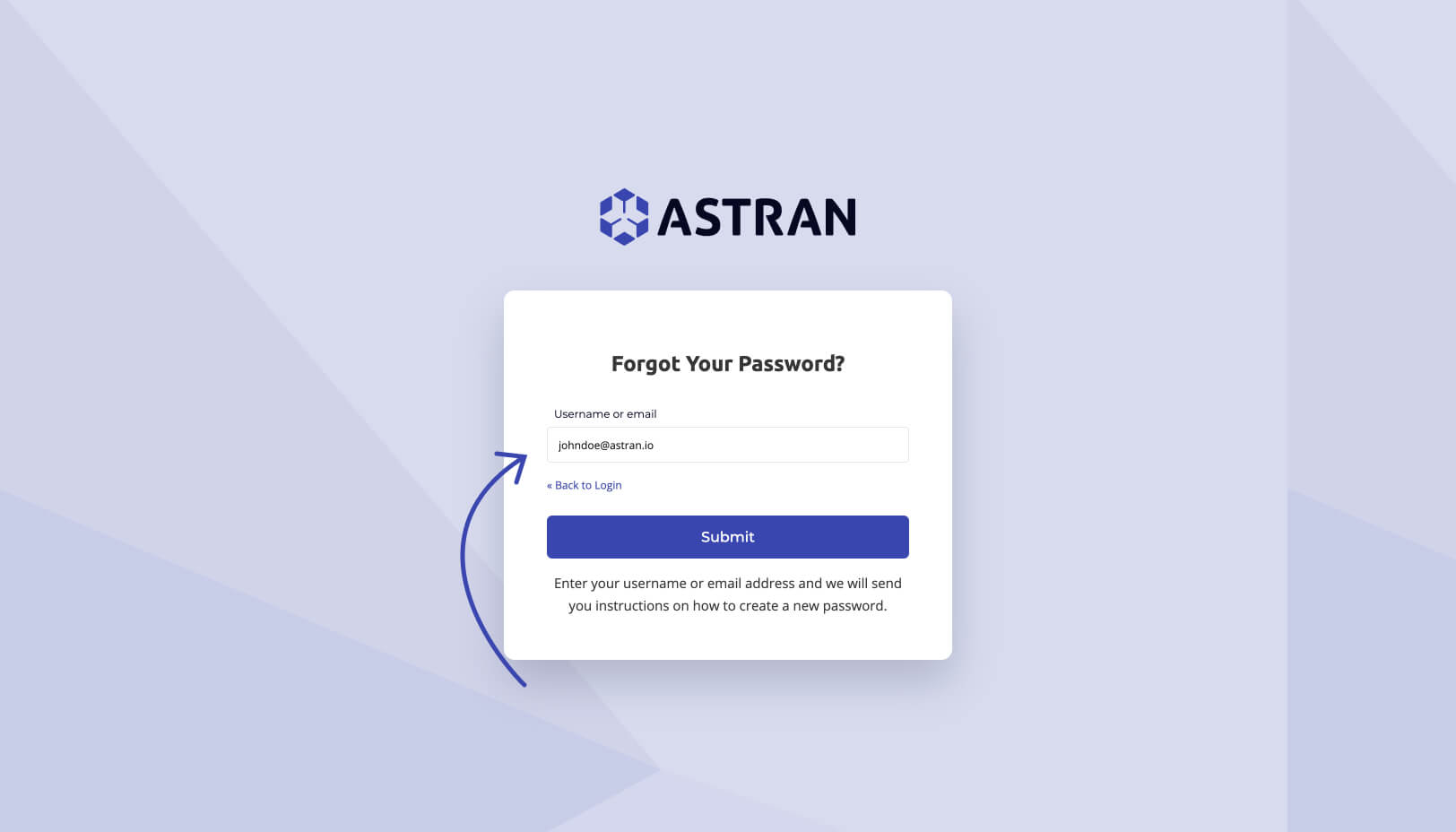 Reset password email form