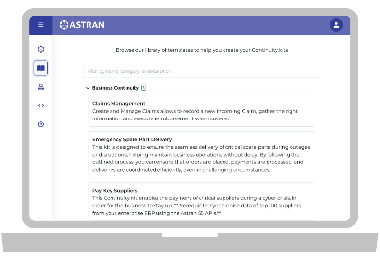 Figure: Astran Continuity Cloud Portal